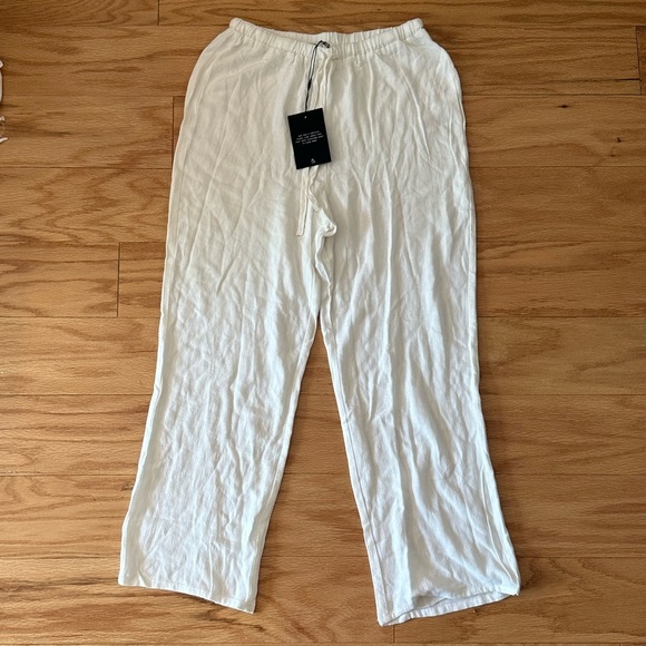NWT 4TH & RECKLESS White Drawstring Linen Pants MP - Picture 1 of 4